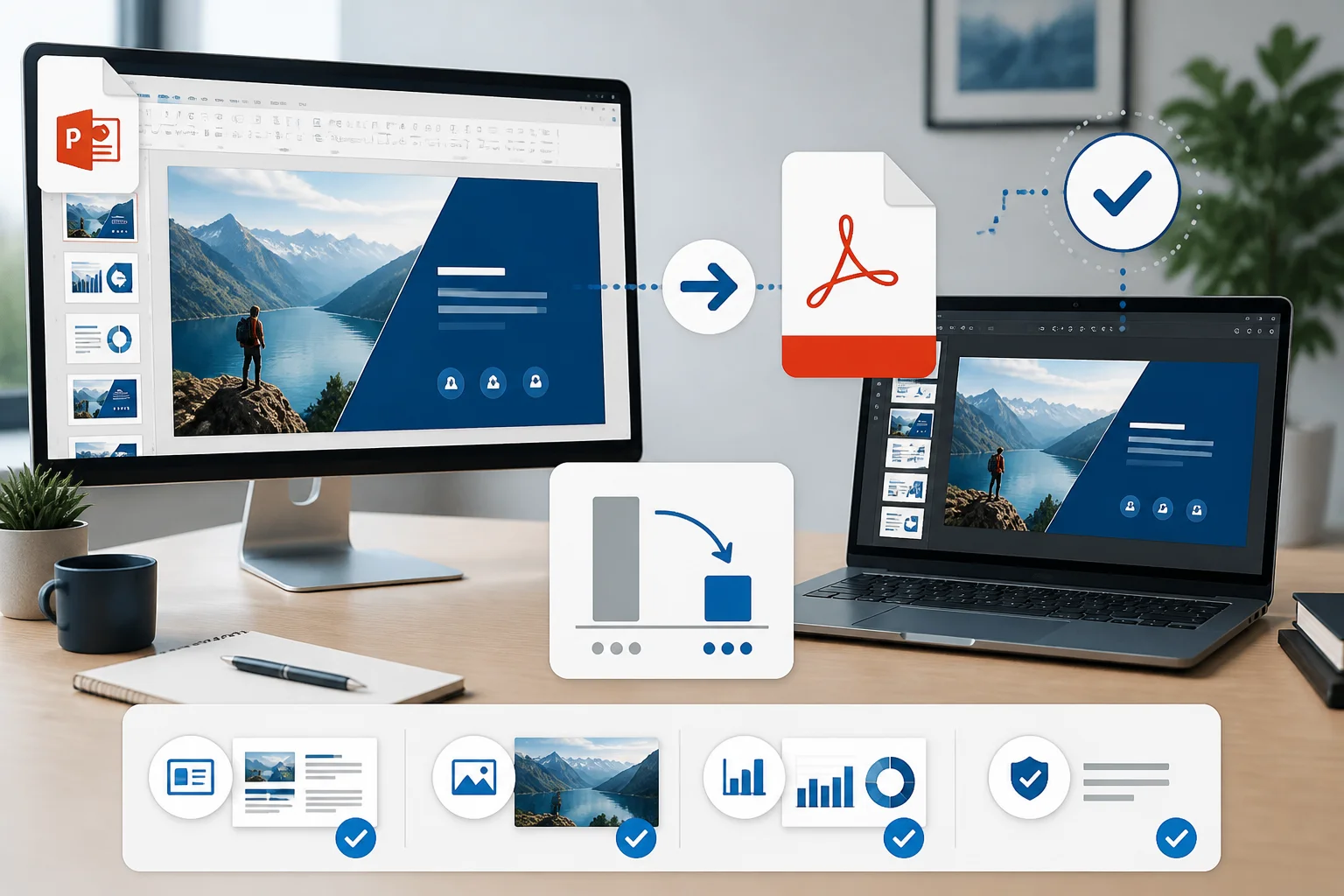 Workflow for reducing a PowerPoint PDF file size while preserving slide quality