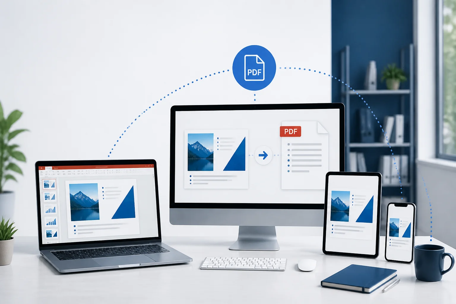 PowerPoint presentation converted to a PDF with links tested across a laptop, desktop, tablet, and smartphone